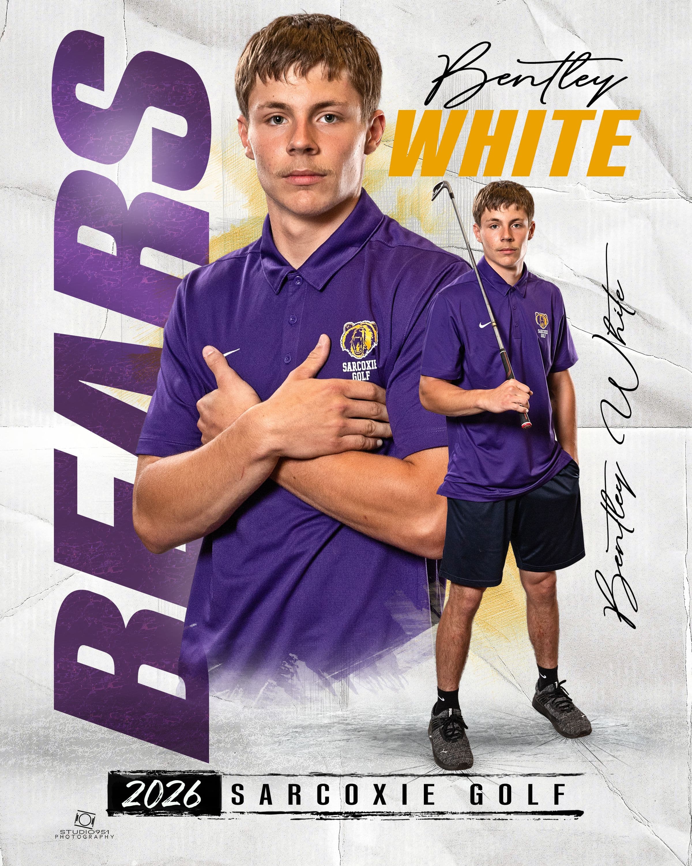 Sarcoxie Bears golf composite — Bentley White, 2026