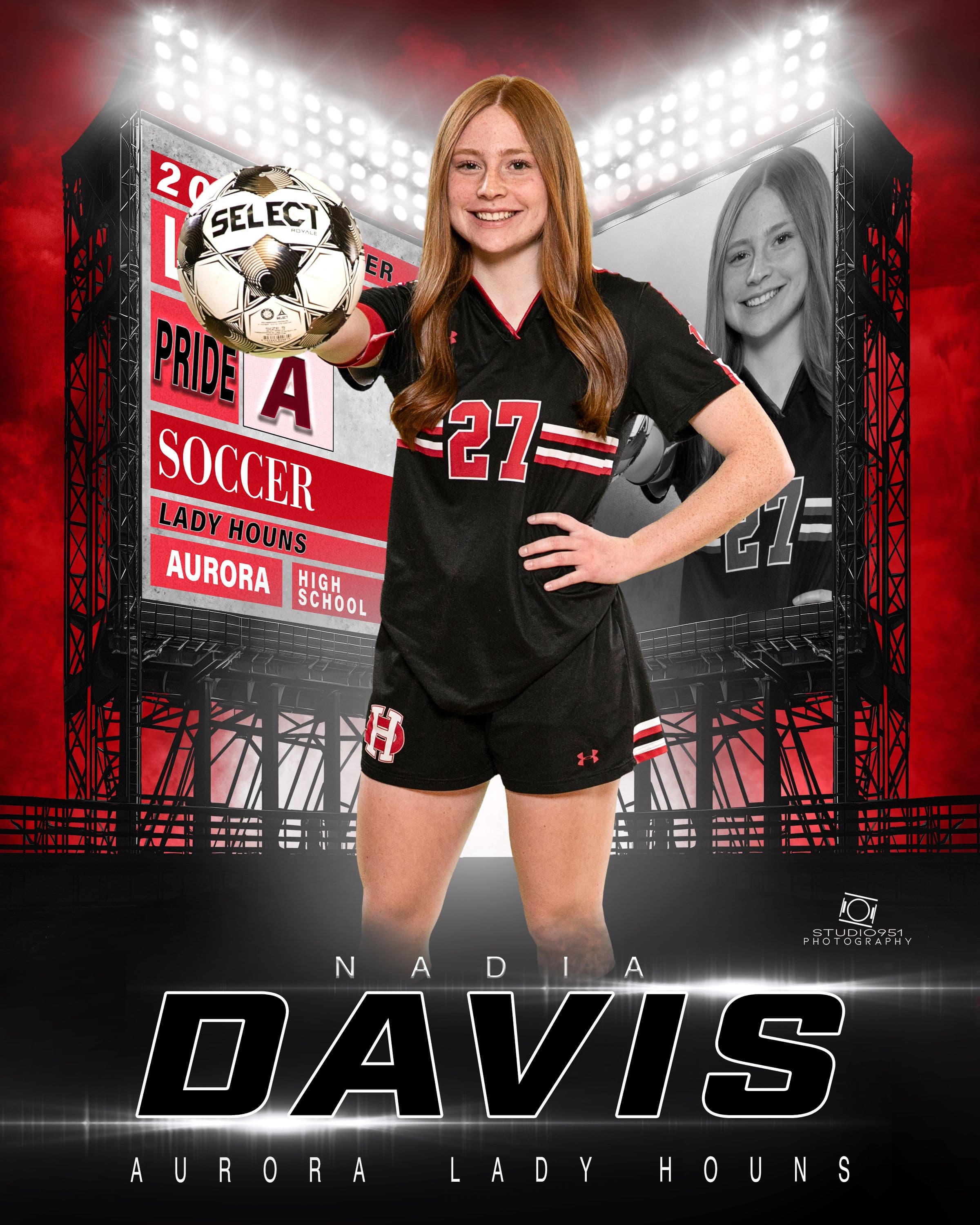 Aurora Lady Houns soccer composite — Nadia Davis #27