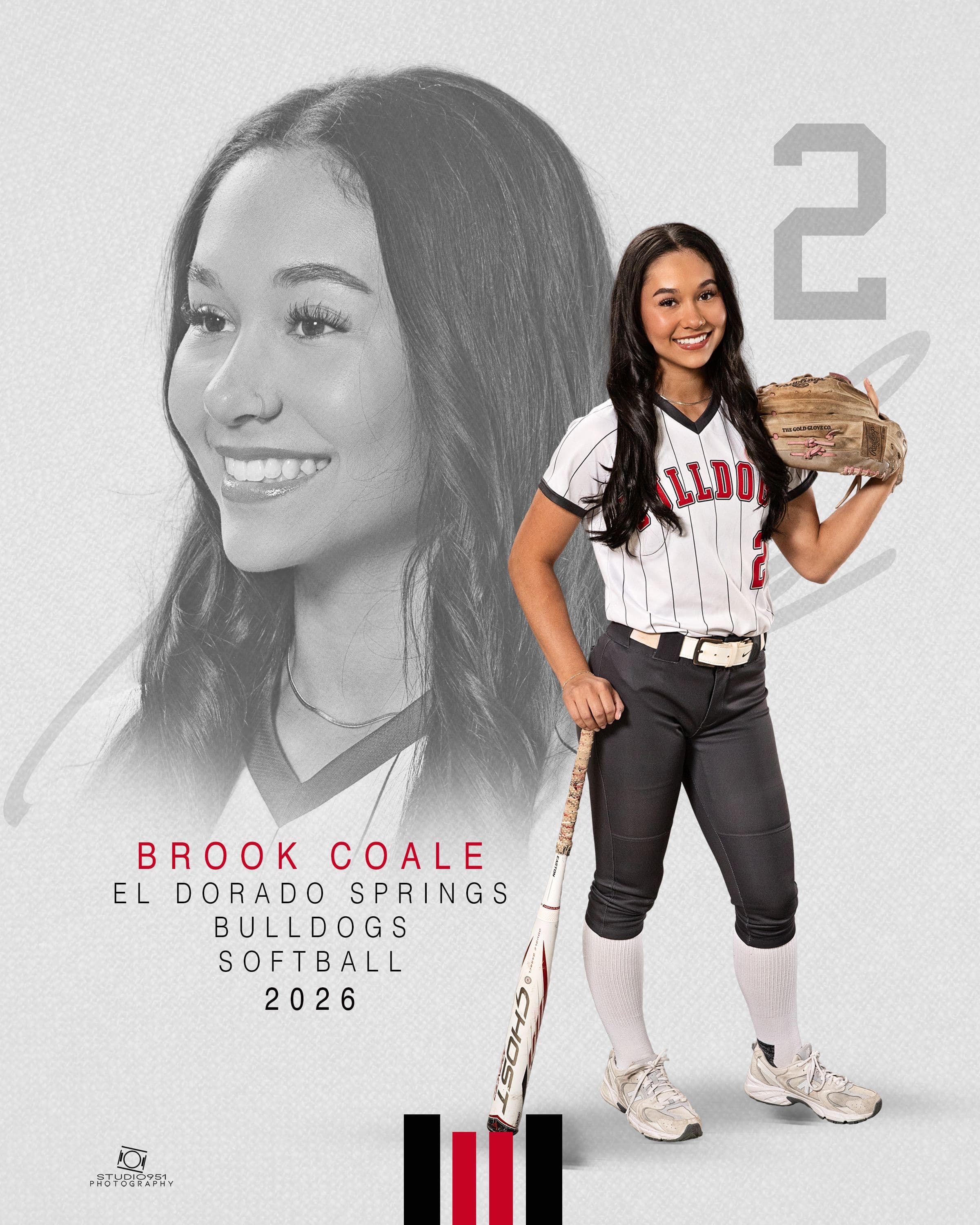 El Dorado Springs Bulldogs softball composite — Brook Coale #2, 2026