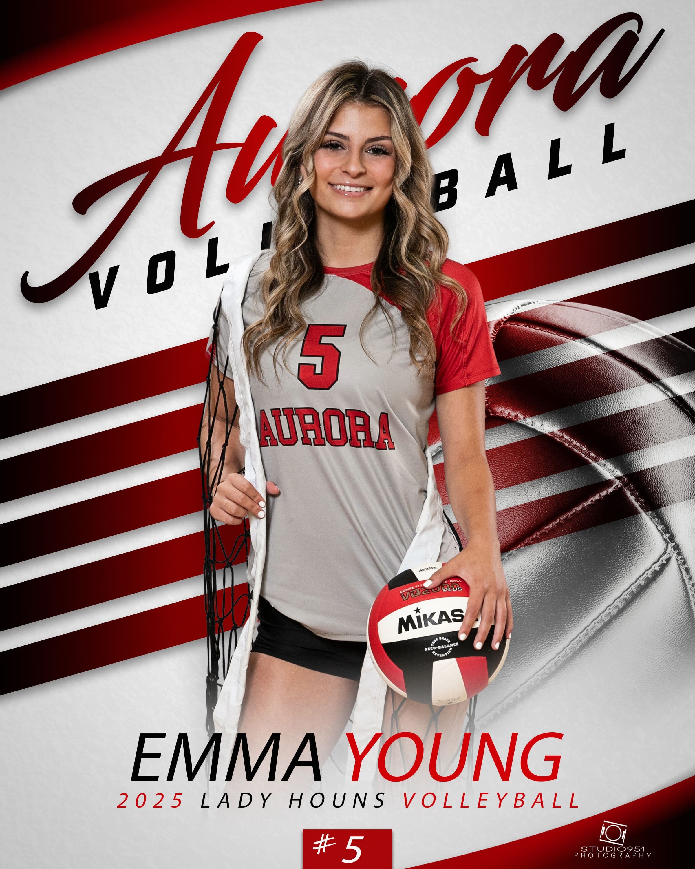 Aurora Lady Houns volleyball composite — Emma Young #5