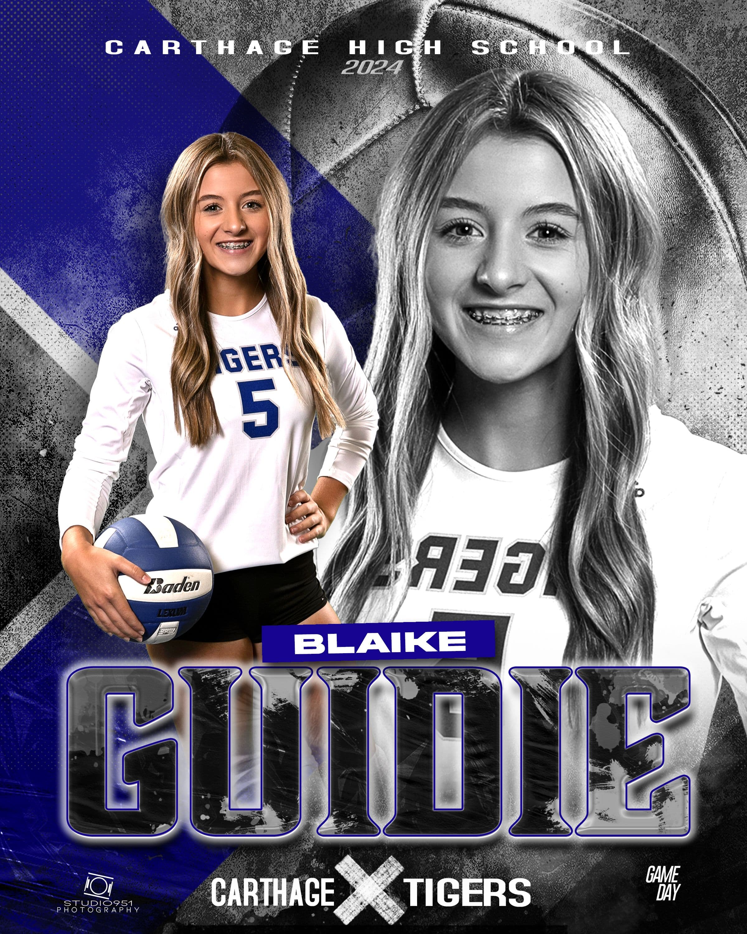 Carthage Tigers volleyball composite — Blaike Guidie, 2024